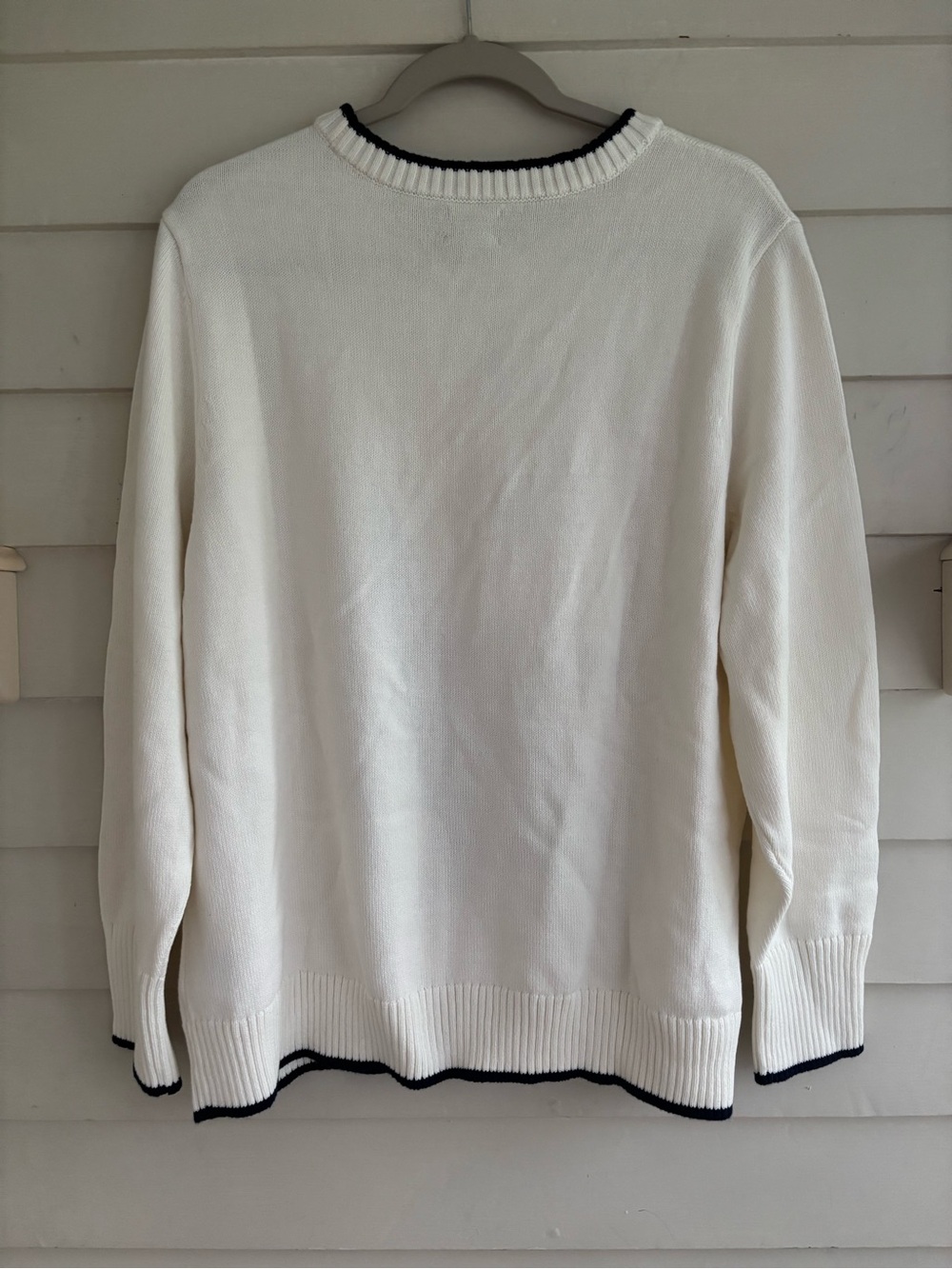 Lands' End Plus Size 2X Cotton Drifter Sailboat Crewneck Sweater Ivory NWT - Picture 12 of 12
